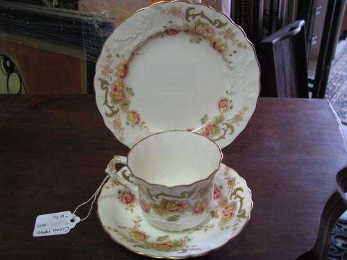 WORKMEN'S PRODUCTIVE SOCIETY TRIO (Brownfield Guild Pottery)circa 1890. 5 AVAILABLE. BID IS PER TRIO