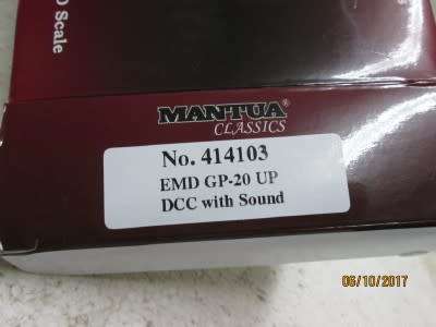 HO SCALE : MANTUA GP20 UNIONPACIFIC DIESEL LOCO - DC OR DCC (BOTH OPTIONS WITH SOUND) NEW - LOT 778P