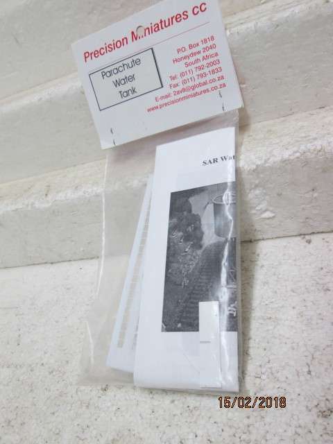 HO SCALE : PRECISION MINIATURES : SAR PARACHUTE WATER TANK KIT - LOT 466R