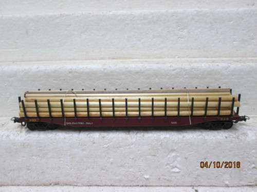 HO SCALE : FRATESCHI SAR (BROWN) SMLJ FLAT CAR WITH WOOD LOAD - LOT 380U