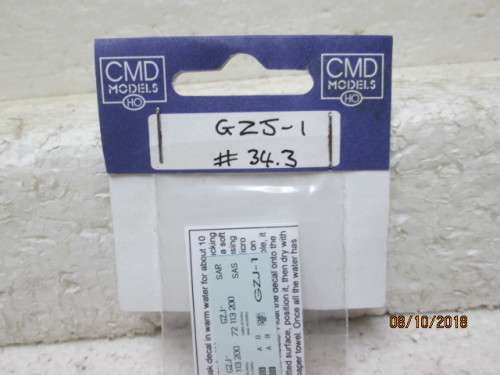 HO SCALE CMD SAR DECAL KIT (GZJ-1 GOODS WAGON) - LOT 428U