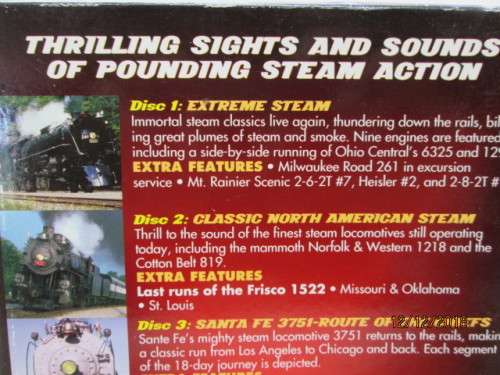 REDUCED TO CLEAR : DVD SET OF 6 : EXTREME STEAM (AMERICAS GREATEST STEAM TRAINS) - LOT 319V