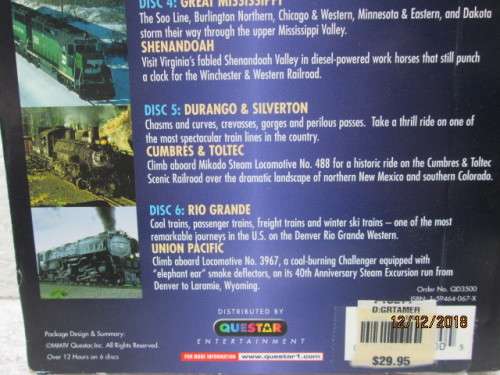 REDUCED TO CLEAR : DVD SET OF 6 : GREAT AMERICAN SCENIC RAILROADS