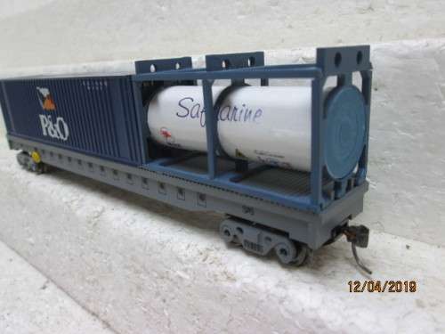 HO SCALE SAR SML 18m CONTAINER WAGON (P&O / SAFMARINE) BOXED - LOT 903V