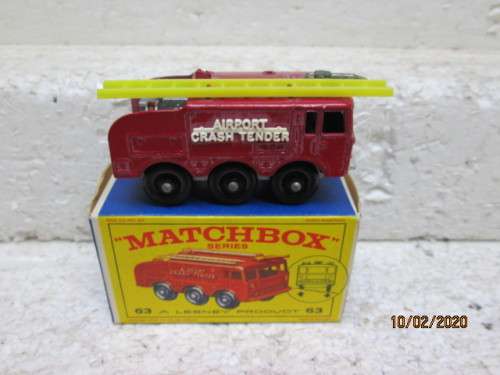 MATCHBOX SERIES : No 63 FIRE FIGHTING CRASH TENDER (BOXED) - LOT 248z