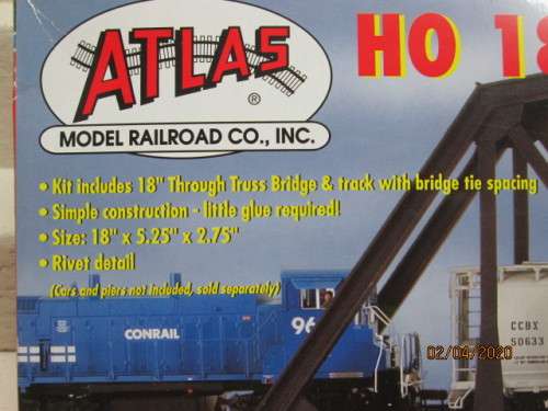 HO SCALE : ATLAS 18" THROUGH TRUSS BRIDGE KIT (BOXED) - LOT 18AA