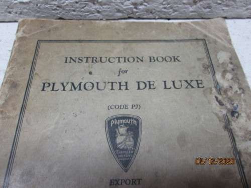 INSTRUCTION BOOK FOR PLYMOUTH DELUXE