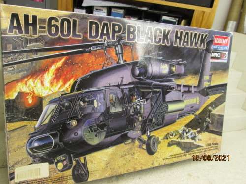 1:35 SCALE : ACADEMY HOBBY MODEL KITS : AH - 60L DAP BLACK HAWK - KIT - BOXED
