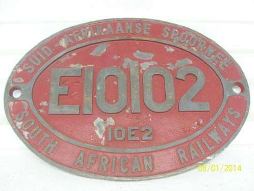 SAR CLASS 10E2 ELECTRIC LOCO PLATE (ORIGINAL) -  LOT 490A