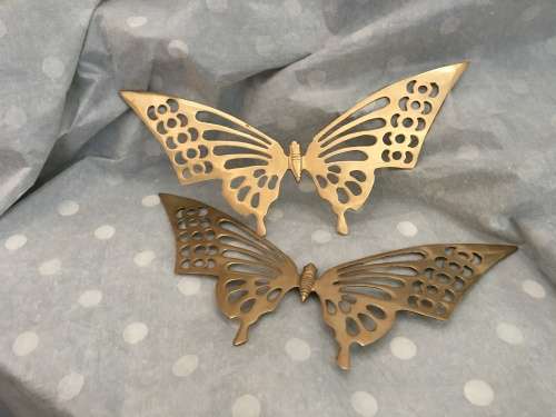 Brass Butterflies x 2 - Large size