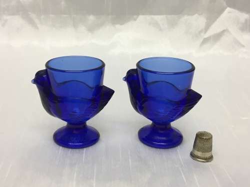 Stunning Vintage Egg Cups in Cobalt Blue