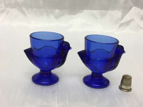Stunning Vintage Egg Cups in Cobalt Blue