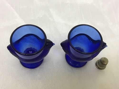 Stunning Vintage Egg Cups in Cobalt Blue