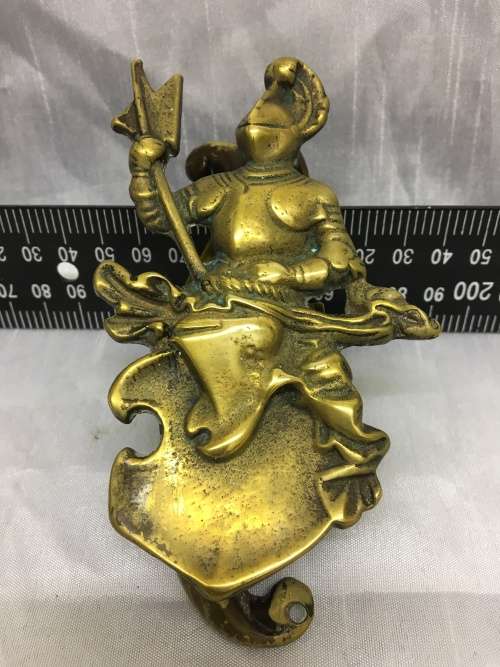Brass Door Knocker in the Shape of a Knight