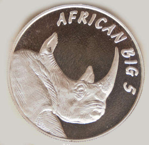 1oz Fine Silver 99.9 "African Big 5" Rhino
