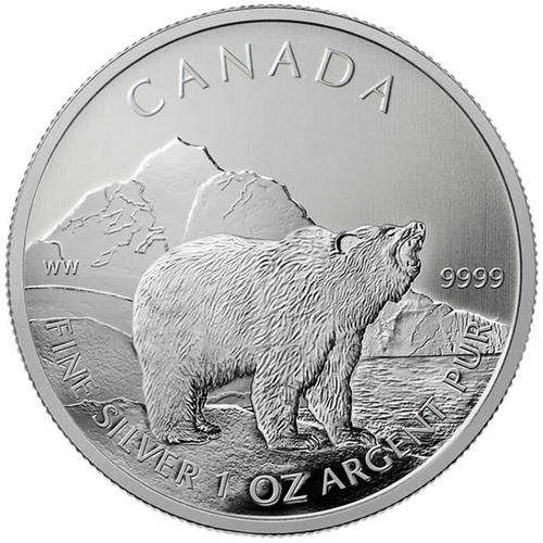 2011 Silver Canadian Grizzly Bear 1 oz .9999 pure silver