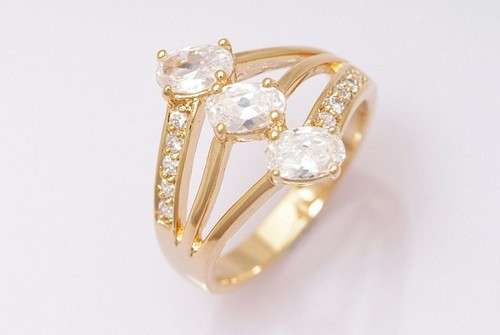 9k Yellow Gold Filled White Sapphire Ring