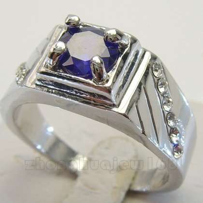 UNISEX PURPLE SAPPHIRE CZ IN 10KT REAL WHITE GOLD FILLED RING