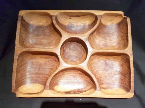 Wooden compartment tray - Beautifully crafted! Low price, bid now!