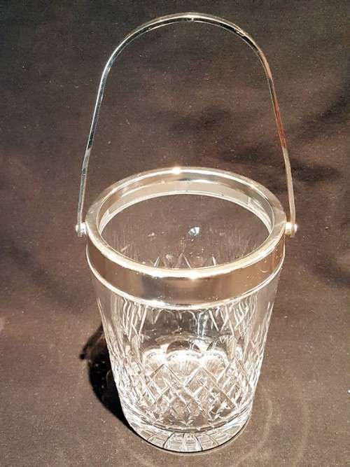 Ice bucket - Cut and pressed glass with silver trim - Stunning! - Low price, bid now!!