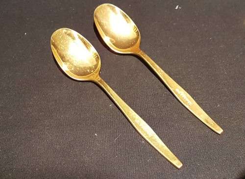 Souvenir spoons - Olympic gold plated - 2 Pieces - Beautiful! - One low price, bid now!