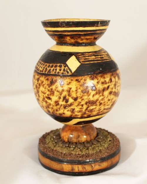 Township art - Wooden vase - Stunning!! Low price, bid now!