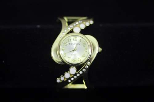 Cansnow - Bangle watch with gold and diamante!  A stunner! Bid now!!