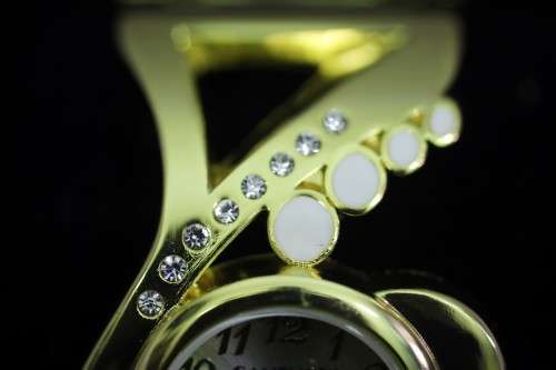 Cansnow - Bangle watch with gold and diamante!  A stunner! Bid now!!