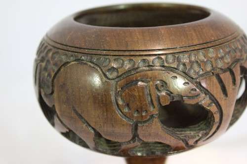 Carved Elephant Candle Holder - Unique - Beautiful! - Bid Now