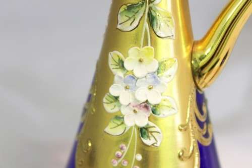 Venetian style Pitcher with glasses - Hand painted and gold embossed!! Stunning! - Bid Now!!