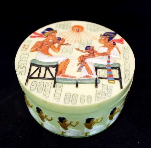 Egyption embossed lidded container