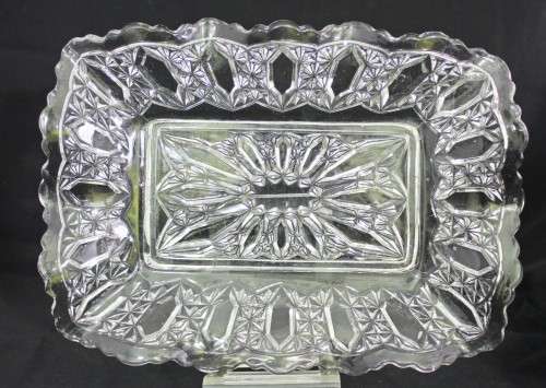 Pressed and molded glass serving dish