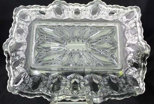 Pressed and molded glass serving dish