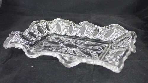 Pressed and molded glass serving dish