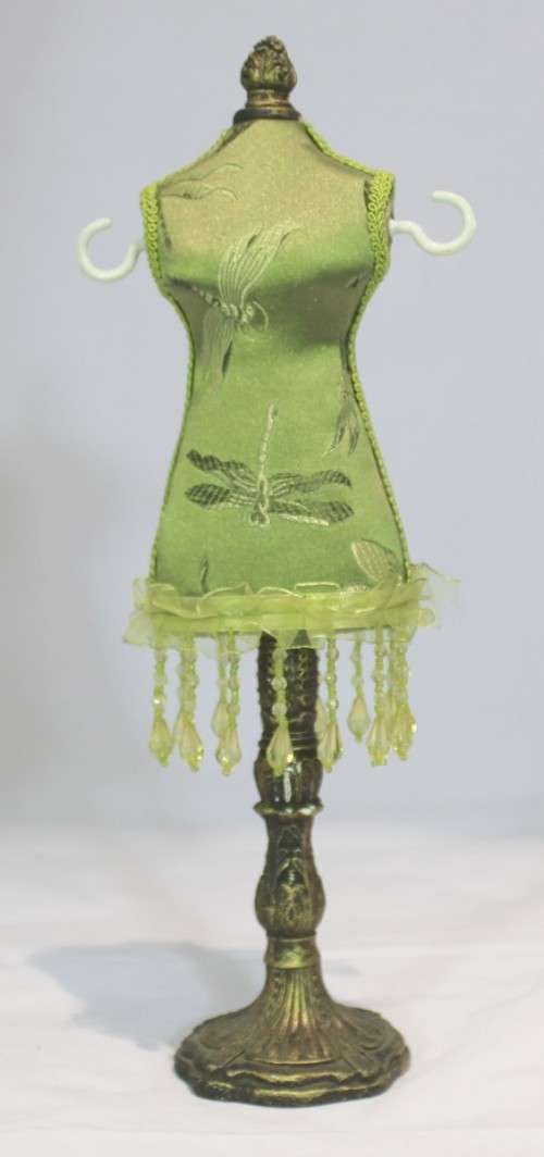 Jewelry Stand - Green dress with beads - Beautiful!! - Low price! Bid Now!!!