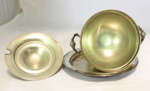 Seranco - silver plated sugar bowl with lid and under-plate