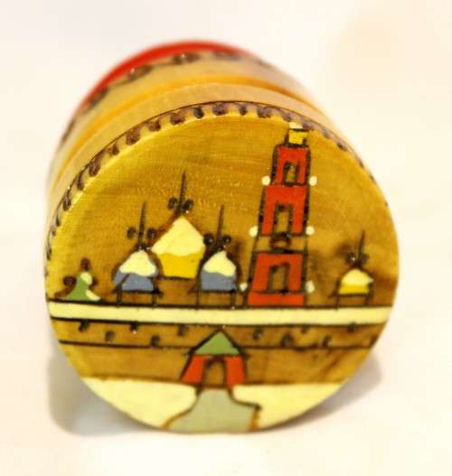 Carved and painted miniature drum - Beautiful!! - Bid Now!!!