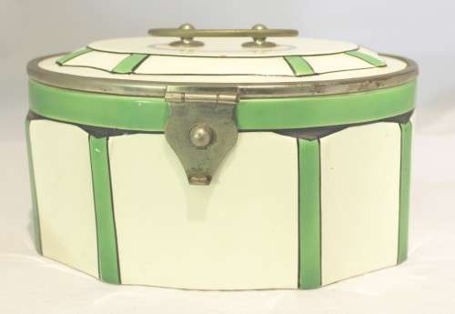 Porcelain vanity case - White and green - Stunning! - Bid Now!!!