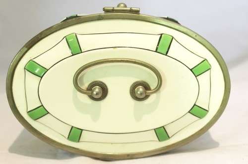 Porcelain vanity case - White and green - Stunning! - Bid Now!!!