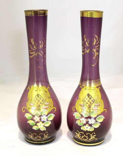 Venetian style vases - Pair of purple vases - Beauties!! - Low price!! - Bid Now!!!