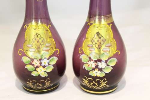 Venetian style vases - Pair of purple vases - Beauties!! - Low price!! - Bid Now!!!
