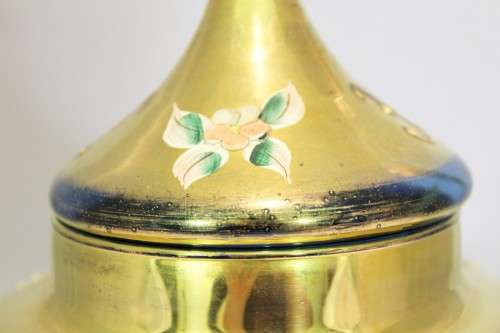 Venetian style pedestal bowl with lid - Blue beauty!! - Low price!! - Bid Now!!!