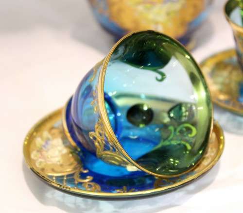 Venetian style coffee set!! - Beautiful in blue - A rare magnificent set! - Low price!! - Bid Now!!!