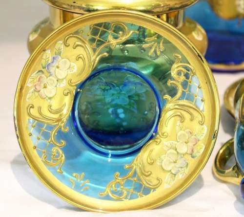 Venetian style coffee set!! - Beautiful in blue - A rare magnificent set! - Low price!! - Bid Now!!!