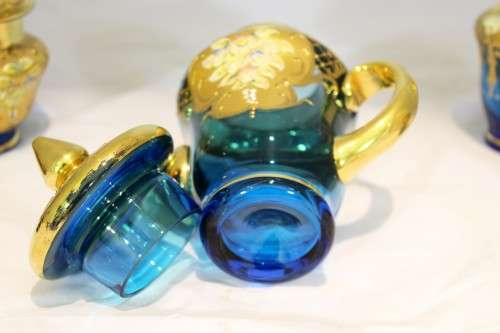 Venetian style coffee set!! - Beautiful in blue - A rare magnificent set! - Low price!! - Bid Now!!!