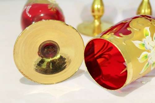 Venetian style - Red wine glasses - A beautiful 6 piece set! - Low price!! - Bid Now!