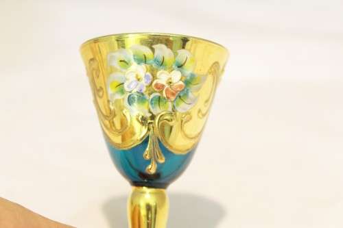 Venetian style - Blue cordial glass - A beauty!! - Low price!! - Bid Now!!!