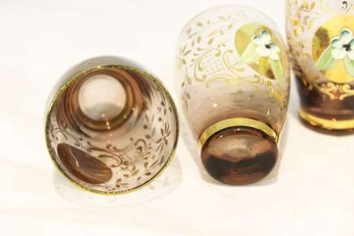 Venetian style - Amber shooter glasses - A beautiful 5 piece set! - Low price!! - Bid Now!