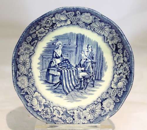 Liberty Blue - Historical Colonial scenes - Betsy Ross - Fruit bowl - Beautiful! - Bid Now!!!