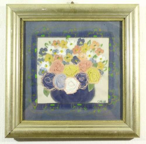 Carla - Material and needle work - Flower arrangement - Beautiful!! - Bid Now!!!